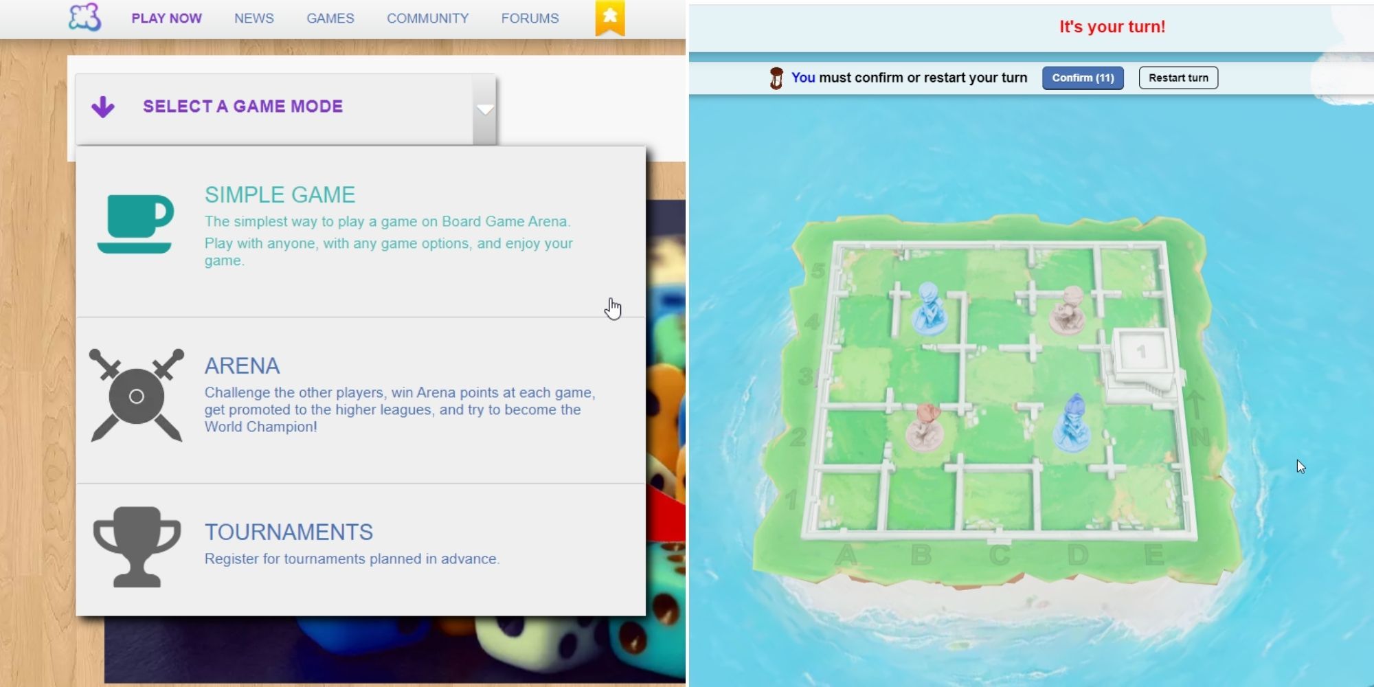 Boardgame-Arena-Website---Setting-up-a-game-menu---Santorini-Boardgame-gameplay